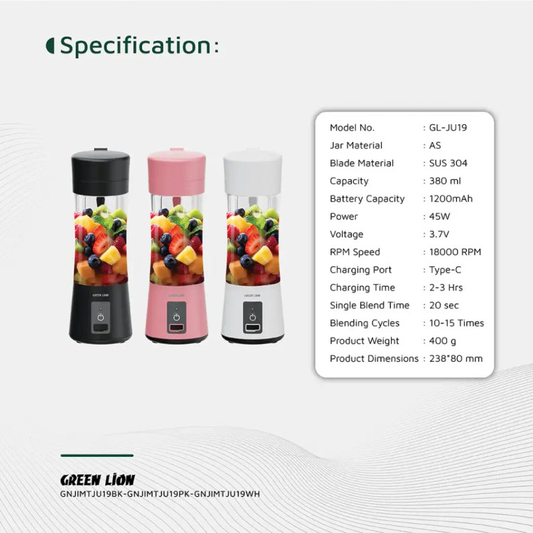آبمیوهگیری قابلحمل Green Lion مدل Juice Mate