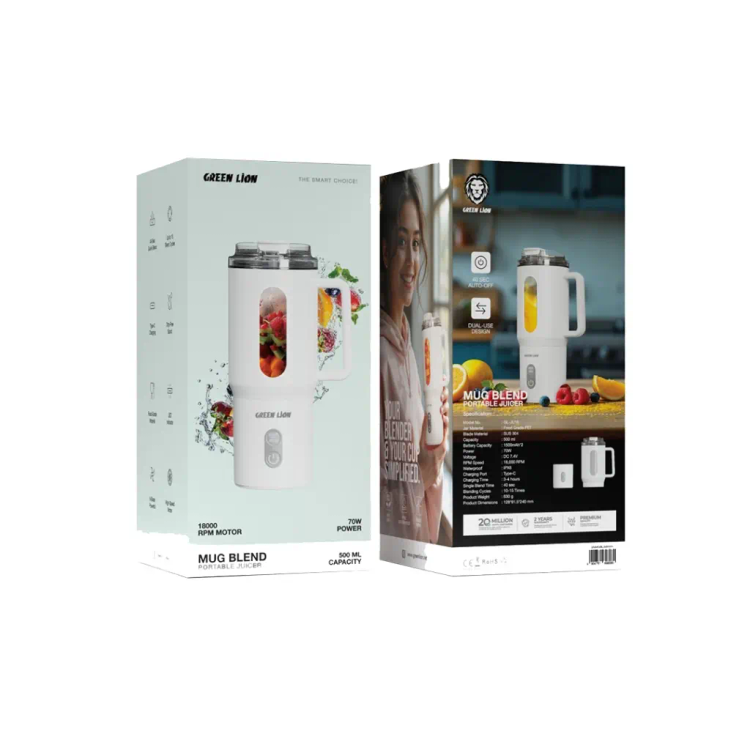 مخلوطکن و آبمیوهگیری قابلحمل Green Lion مدل Mug Blend، ظرفیت ۵۰۰ میلیلیتر