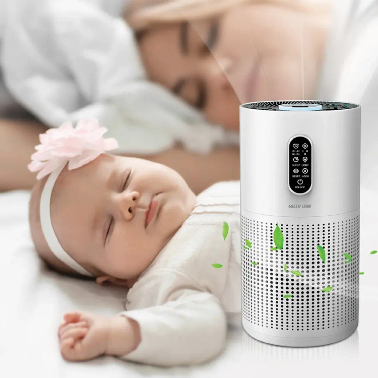 دستگاه تصفیه هوا گرین لاین مدل Compact Air Purifier با سیستم فیلتراسیون ۳ در ۱ - سفید