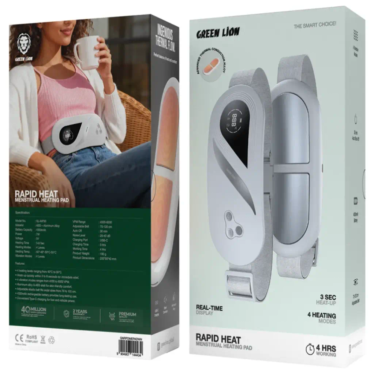 ماساژور و پد گرمایشی قاعدگی گرین لاین مدل Rapid Heat - سفید