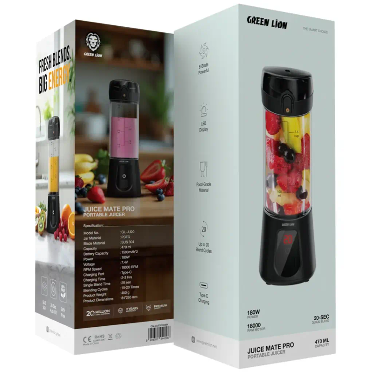 آبمیوهگیری قابلحمل گرین لاین مدل Juice Mate Pro با ظرفیت ۴۷۰ میلیلیتر