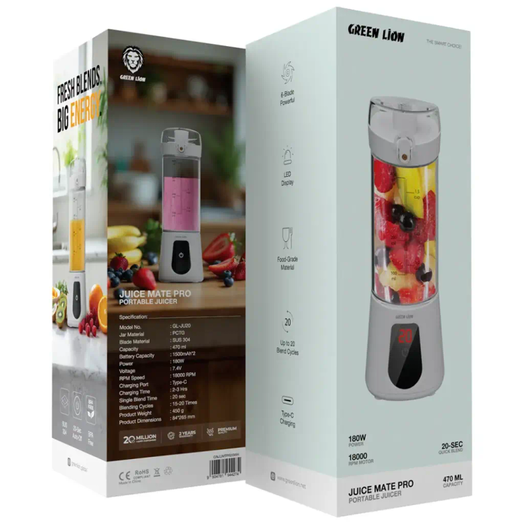 آبمیوهگیری قابلحمل گرین لاین مدل Juice Mate Pro با ظرفیت ۴۷۰ میلیلیتر