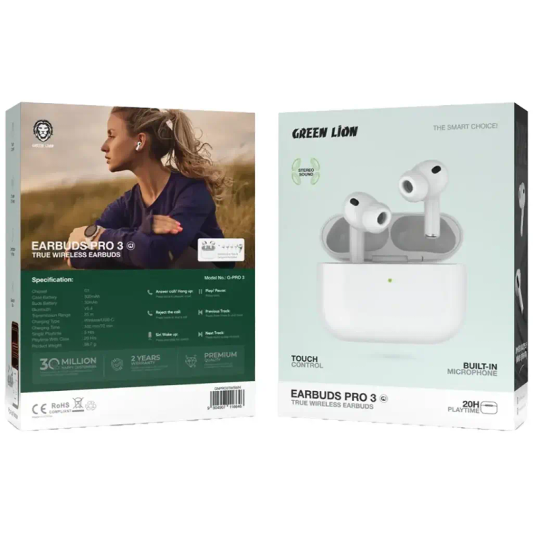 هندزفری بیسیم برند گرین لاین مدل Earbuds Pro 3 - سفید